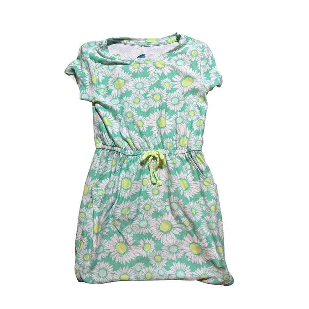 Cat & Jack Green Floral Short Sleeve Knit Casual Dress Girls Size 6X